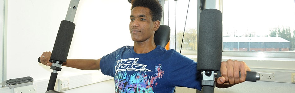 student on gym museum
